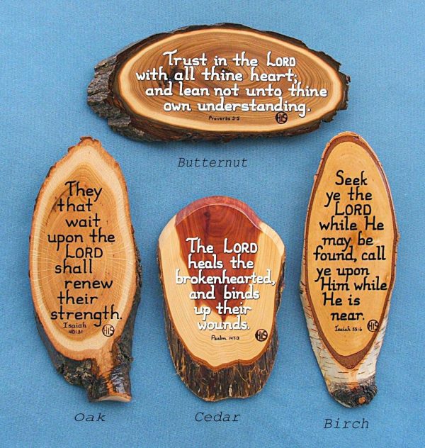 Butternut, Oak, Cedar, and Birch Wooden Scripture Plaques