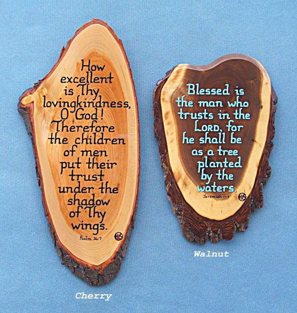 Cherry and Walnut Wooden Bible Verse Plaques