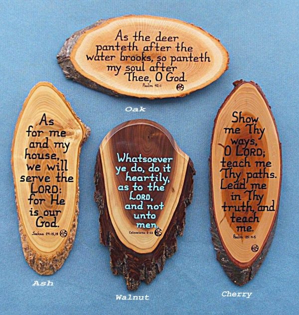 Oak, Ash, Walnut, and Cherry Wooden Bible Verse Plaques