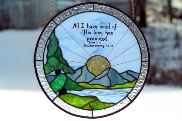 Bible Verse Stained Glass Sunrise