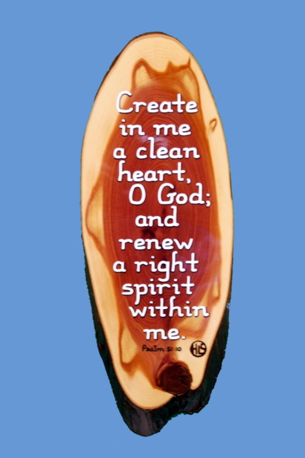 Psalm 51-10 Wooden Bible Verse Plaque V